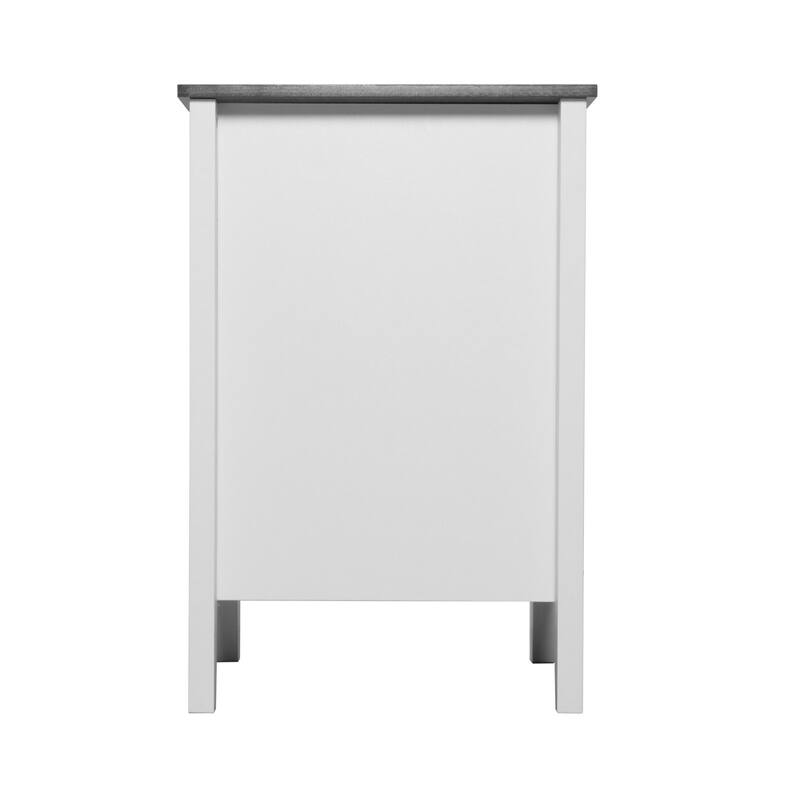 White Wood Farmhouse End Table Set od 2 with Sliding Doors and Charging Station - 24.06” L x 15.98” W x 15.98” H