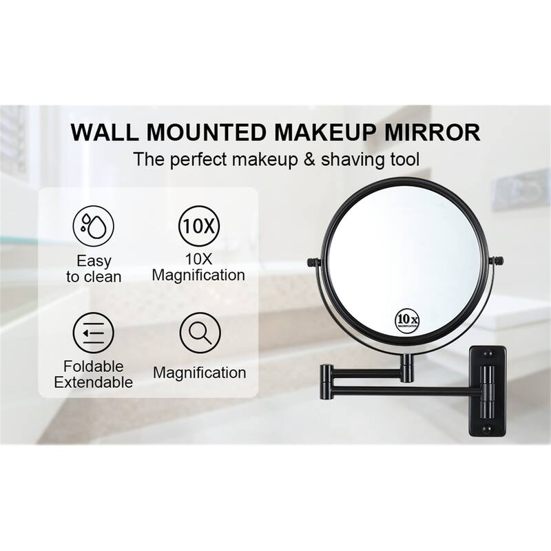 Makeup Mirror 10x Magnification, Double-Sided Swivel Mirror Wall Mount