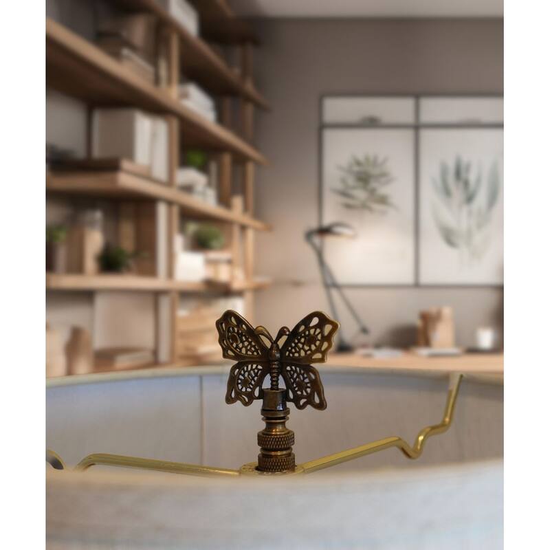Decorative Butterfly Lamp Finial Antique Brass, 2.3"h