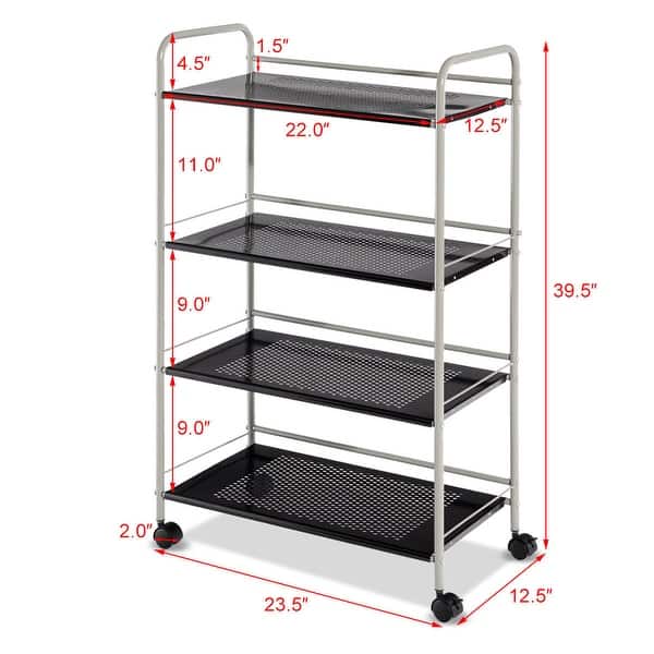 Costway 4 Tiers Rolling Storage Cart Utility Trolley ...