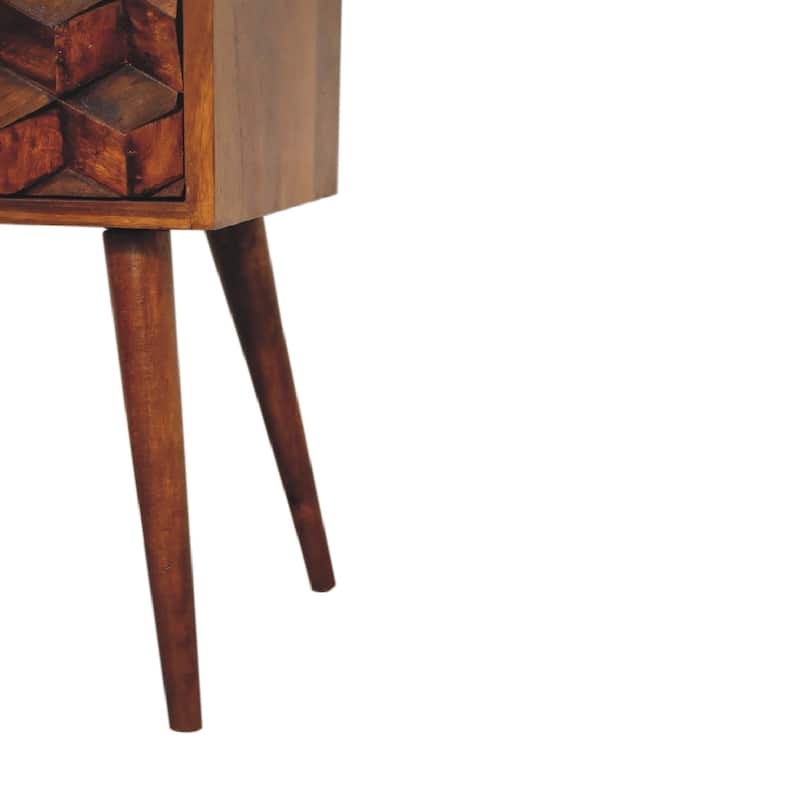 Artisan Furniture Solid Wood Mini Chestnut Cube 2 Drawer Nightstand