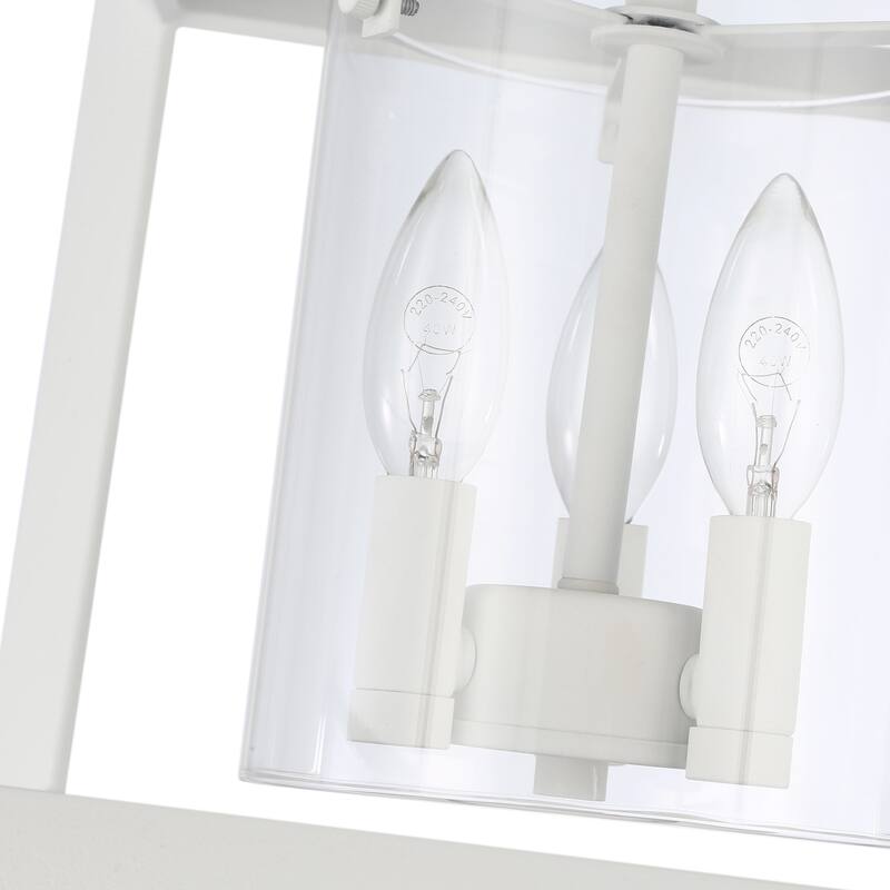 Golden Lighting Smyth 3-light 12"H Semi-Flush Mount in Natural White and Clear Glass - Natural White - 3-Light 12" Semi-flush