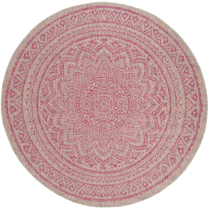 SAFAVIEH Courtyard Fran Mandala Indoor/ Outdoor Waterproof Patio Backyard Rug