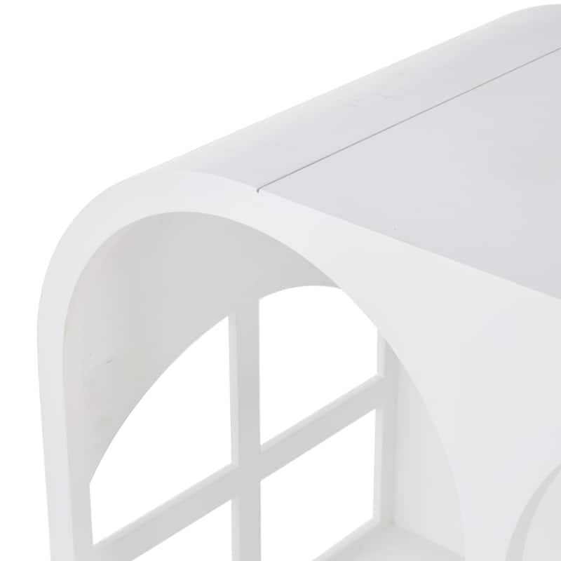 Wooden Geometric Handmade 6 or 4 Shelf Console Table - White - Roche River Decor