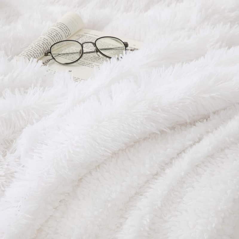 Fuzzy Faux Fur Sherpa Fleece Throw Blanket - Bed Bath & Beyond - 35085923