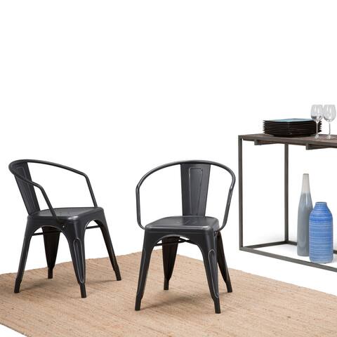 WYNDENHALL Elisse Industrial Metal Dining Arm Chair (Set of 2), Fully Assembled - 20.6"w x 19.7"d x 28.3"h