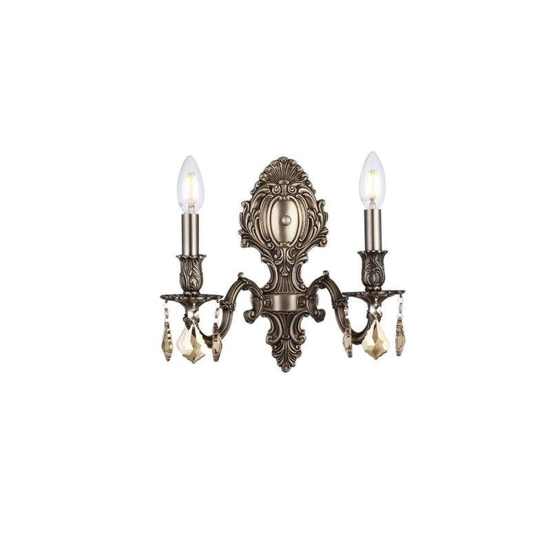 Elegant Lighting 9602W10-GT/RC Monarch 2 Light 12" Tall Wall Sconce - Pewter