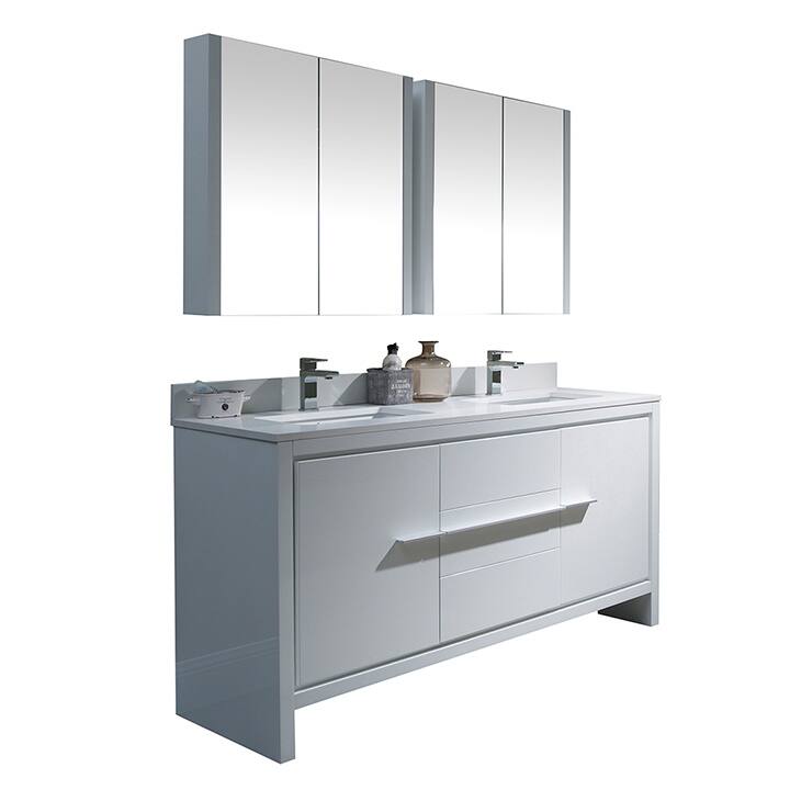 Solid Wood Bathroom Vanity with Mirror Medicine Cabinet