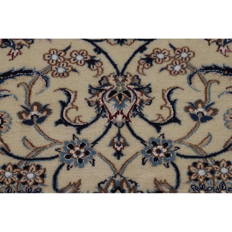 All-Over Floral Nain Persian Area Rug Hand-Knotted Wool Carpet - 6'8"x 10'0"