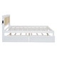preview thumbnail 8 of 15, Queen Size Bed Frame w/ Rattan Headboard & Sockets Wooden Platform Bedframe w/ Trundle & Storage Drawers, Noise-Free-White
