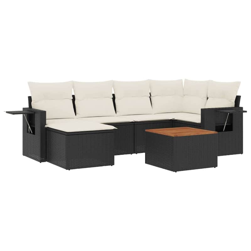 vidaXL Garden Sofa Set Black and Cream White - 24.4 x 24.4 x 27.2
