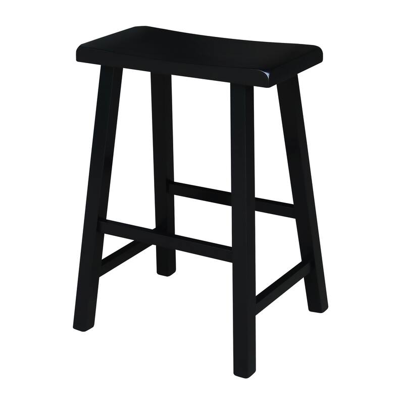 International Concepts Solid Wood Saddle Seat Dining Stool - Black - Counter Height