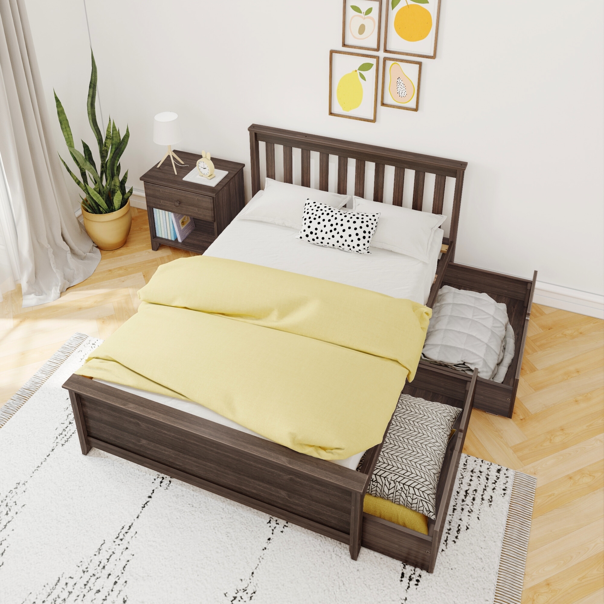 Max and Lily Full Bed with Under Bed Storage Drawers Bed Bath