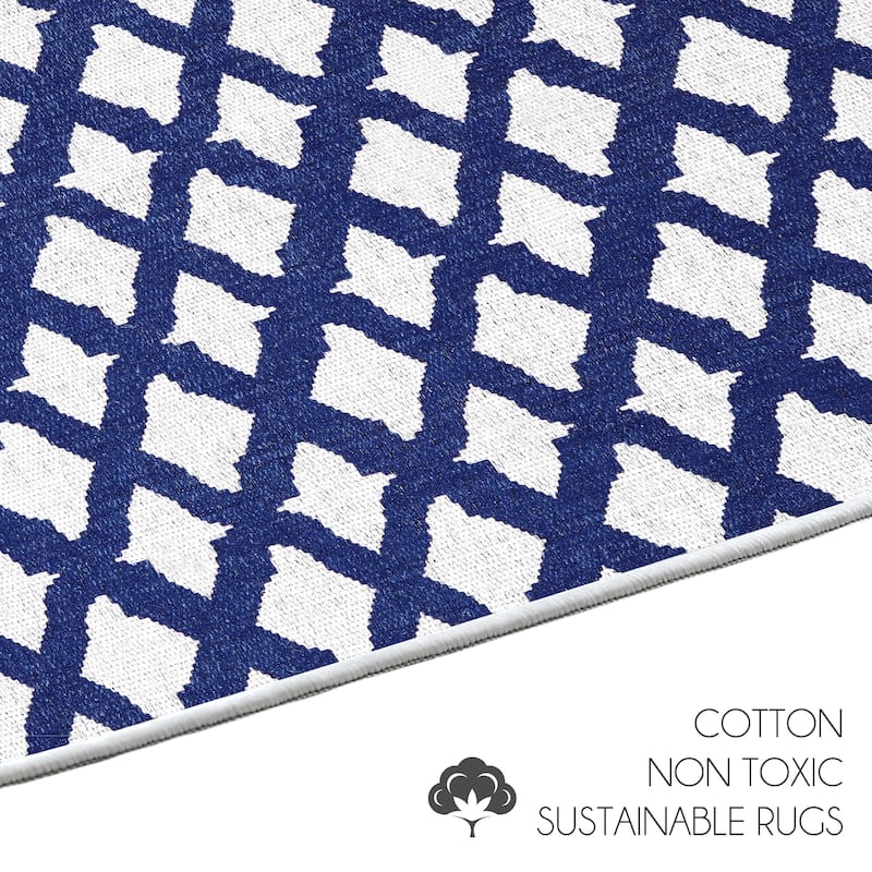 Sussexhome Heavy Duty Ultra Thin Non Slip Washable Cotton Indoor Rug - 2' x 3'