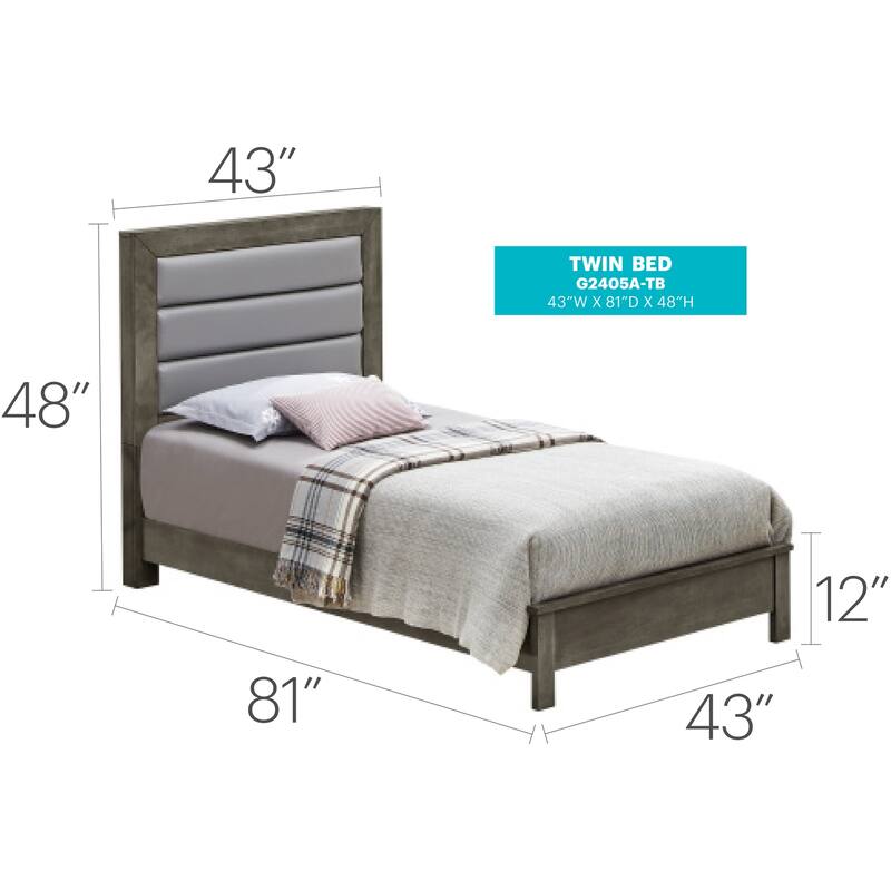 Gray Twin Bed with Contemporary Style, Neutral Finish and Compact Frame Ideal for Kids' Rooms, Apartments or Guest Spaces