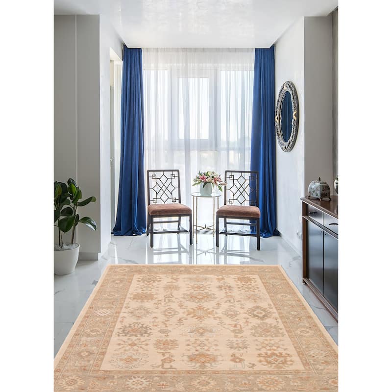 ECARPETGALLERY Hand-knotted Oushak Ivory Wool Rug - 8'0 x 10'2
