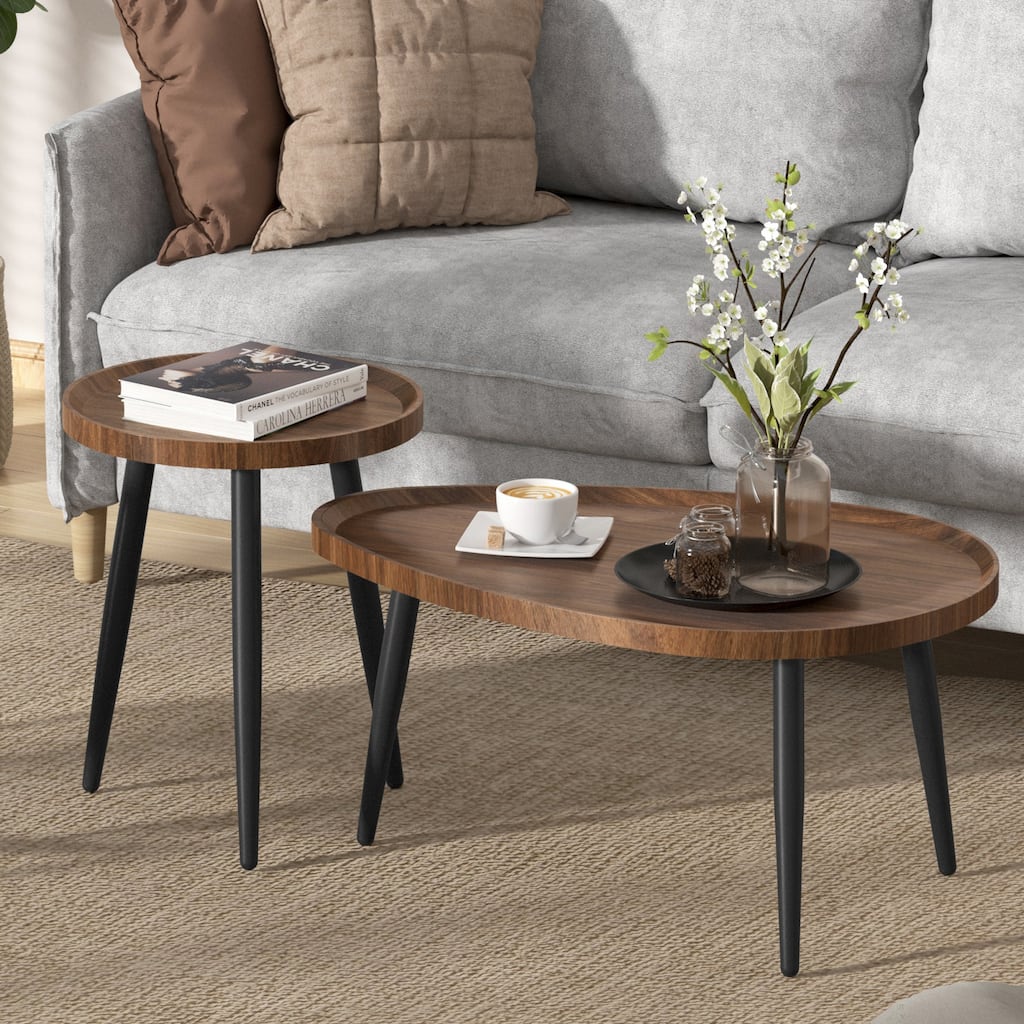 Round Oval Nesting Coffee Table Set