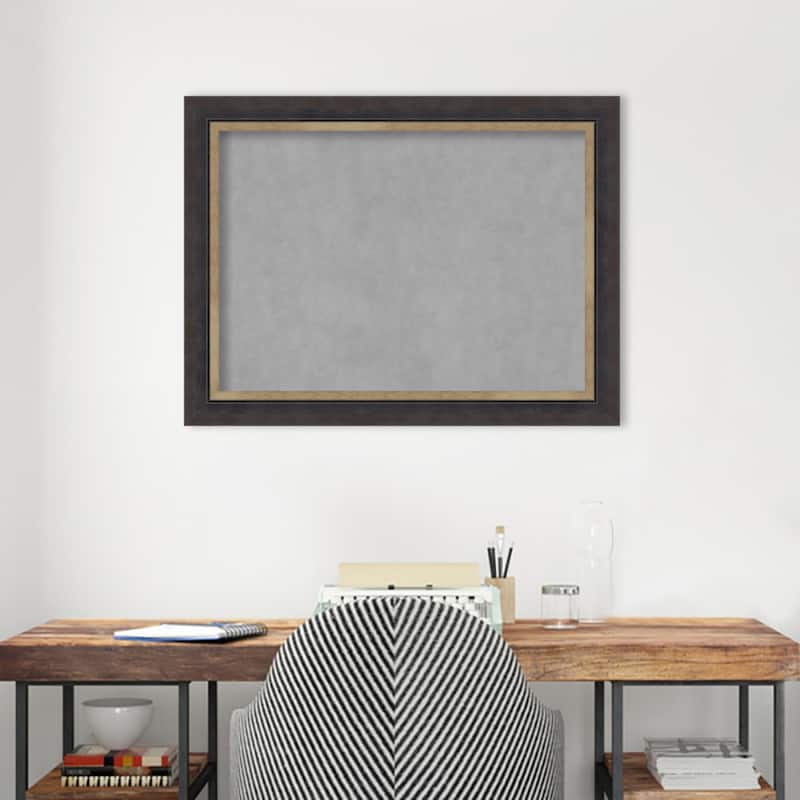 Amanti Art Hammered Charcoal Tan Framed Magnetic Board