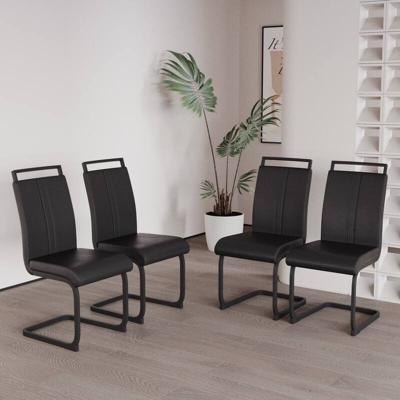 High Back Upholstered Side Chair Office Chair with Metal Legs, Characteristic Dining Chair Black Vanity Chair