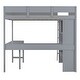 preview thumbnail 26 of 32, Full Size Loft Bed with Desk, Storage Shelves and 2 Sliding Doors, Multifunctional Kids Bed Frame with Ladder and Guardrail