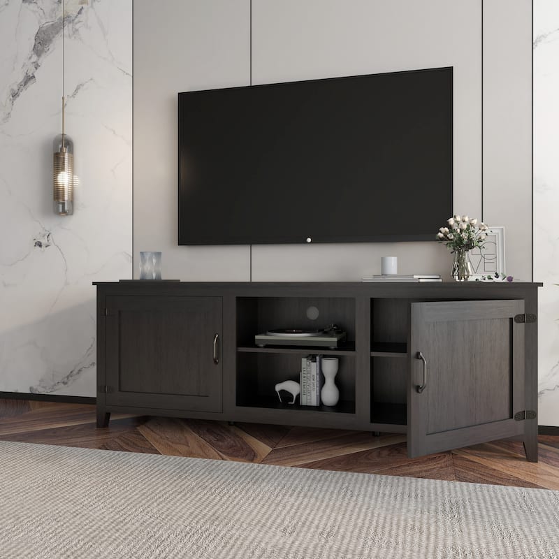 Industrial TV Stand with 2 Storage Cabinet and 4 Shelf Storage for Living Rooms Bedrooms and Playrooms​