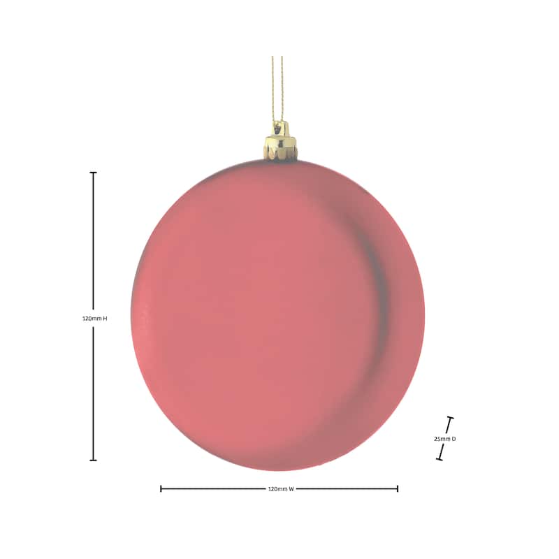 120mm Shatterproof Plastic Matt Round Disk Ornament Set of 4