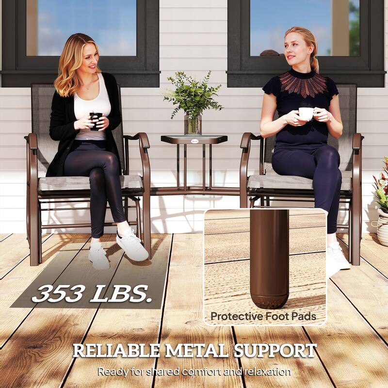 Outsunny 3-pc. Outdoor Sling Fabric Gliding Rocker Chairs w/ Table