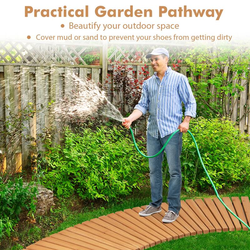 Costway 7 FT Wooden Garden Pathway with Anti-slip Surface Metal Wires - See Details