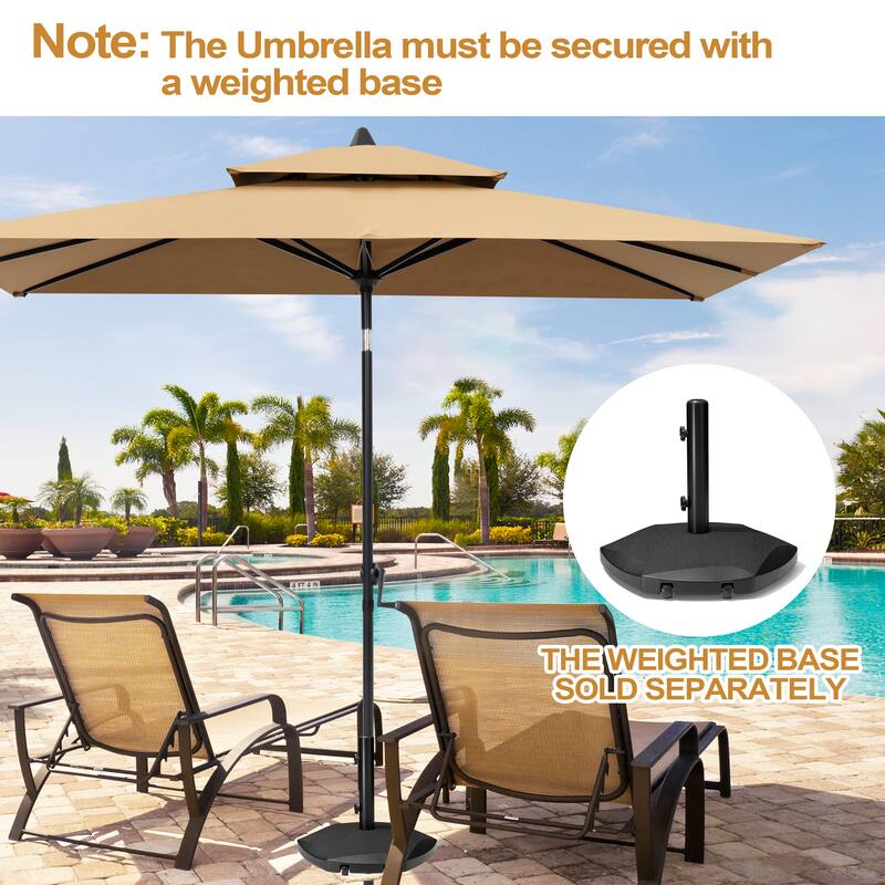 Pellebant 9 x 5 Ft Outdoor Double Top Market Umbrella