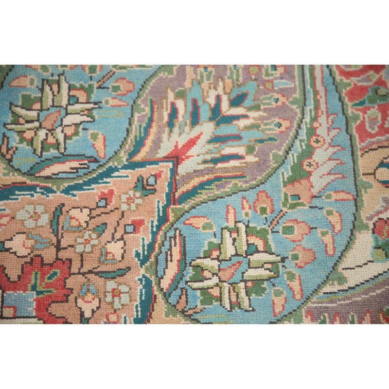 Hand Knotted Oriental 100% Wool Carpet Traditional Floral Red Tabriz Area Rug - 12' 8'' X 9' 8''