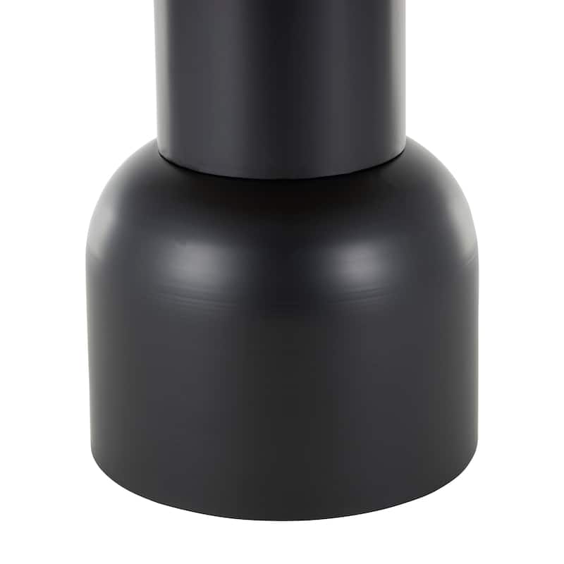 Black Metal Handmade Pedestal Side End Accent Table with Brown Rattan Tabletop