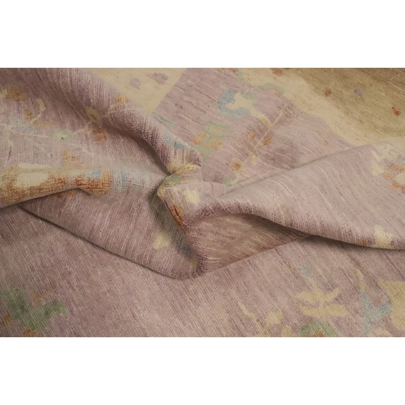 Hand Knotted Oriental 100% Wool Carpet Traditional Floral Purples Ziegler Area Rug - 7' 0'' X 6' 7''