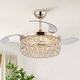 preview thumbnail 4 of 43, Kviflon 48'' Crystal Ceiling Fan with Lights and Remote 6 Speed, 3 Light Change Retractable Blades Chandelier Ceiling Fan Gold-2