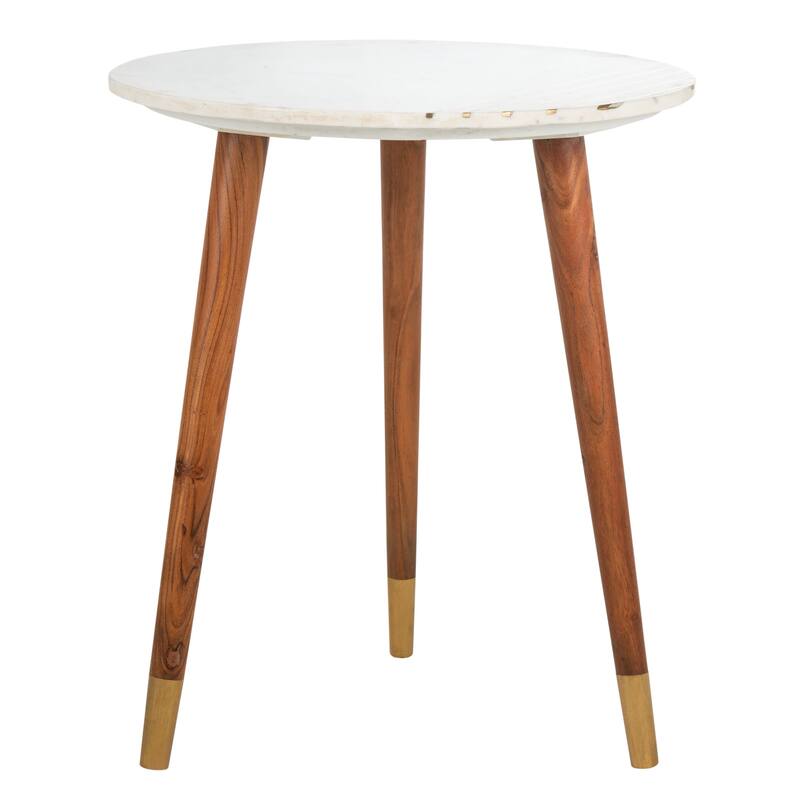 SAFAVIEH Mame Marble Accent Table - White - 20.5" x 20.5" x 23" - 21Wx21Dx23H