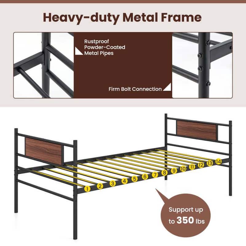 Costway Twin Size Metal Daybed with Trundle Mattress Foundation