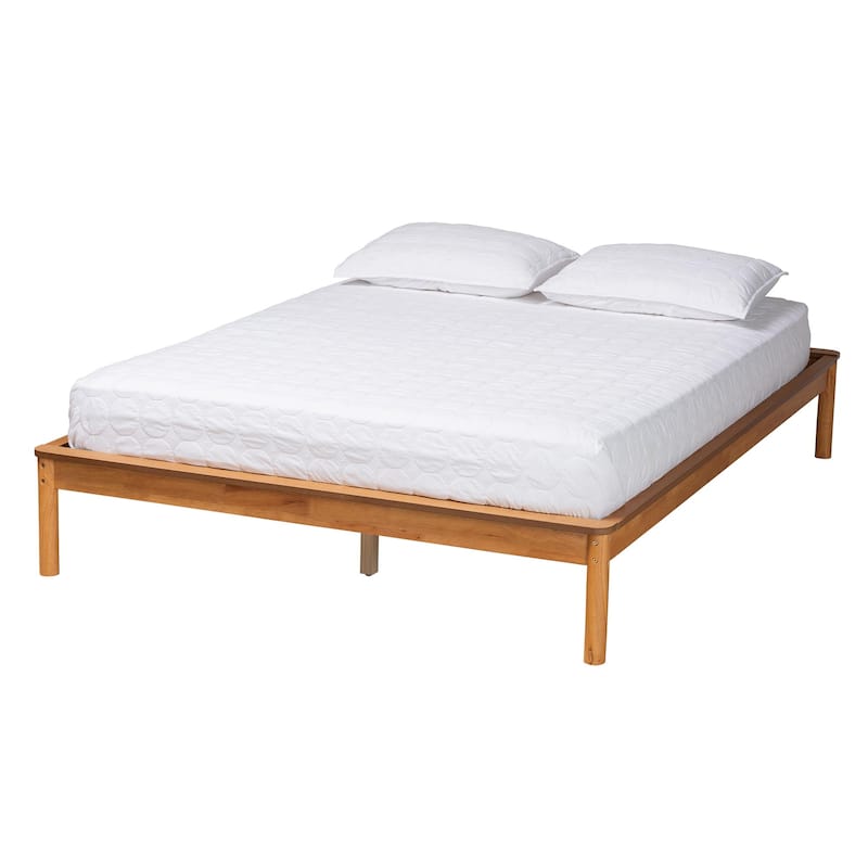 Efren Mid-Century Modern Honey Oak Finished Wood Full Size Bed Frame - King