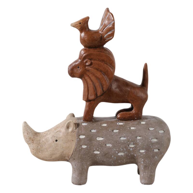 Decorative Stacked Animal Figurines - 8" Multi