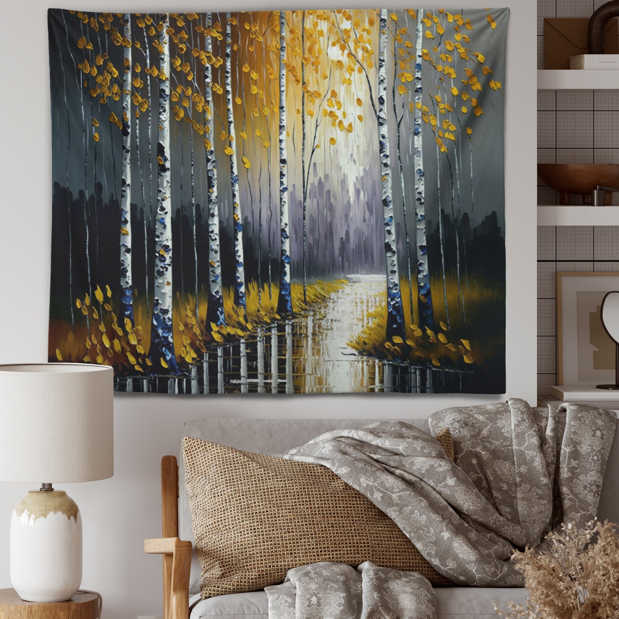wholesale suppliers Designart Monochrome Golden Birch Trees By