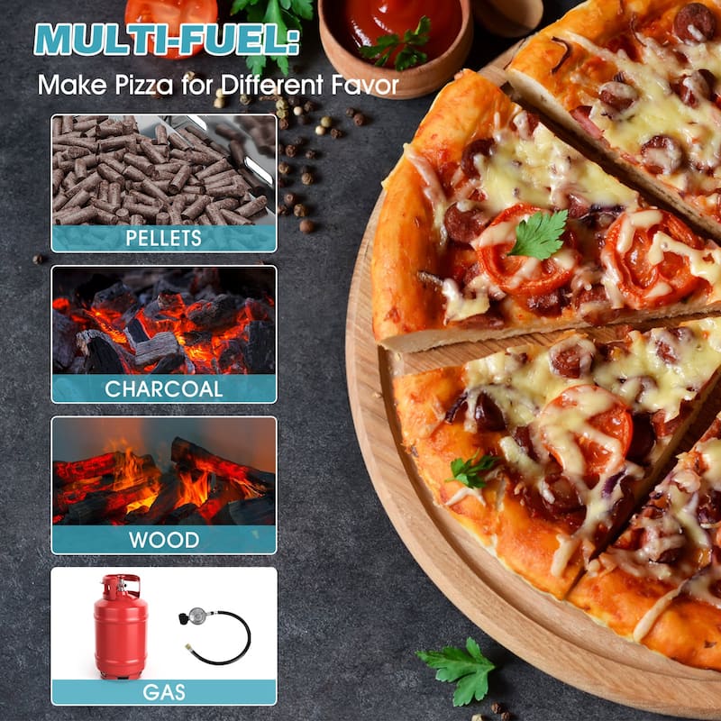 Pizza Oven Outdoor, Steel Pizza Maker with Built-in Thermometer