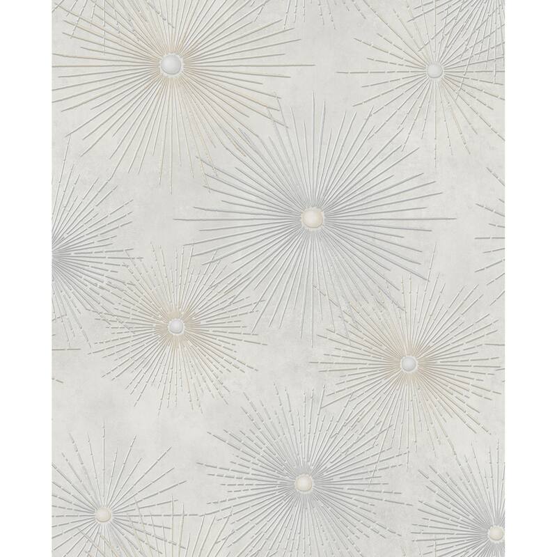 Seabrook Designs Catwalk Starburst Unpasted Wallpaper - 20.5 in. W x 33 ft. L - Metallic Silver and Gray