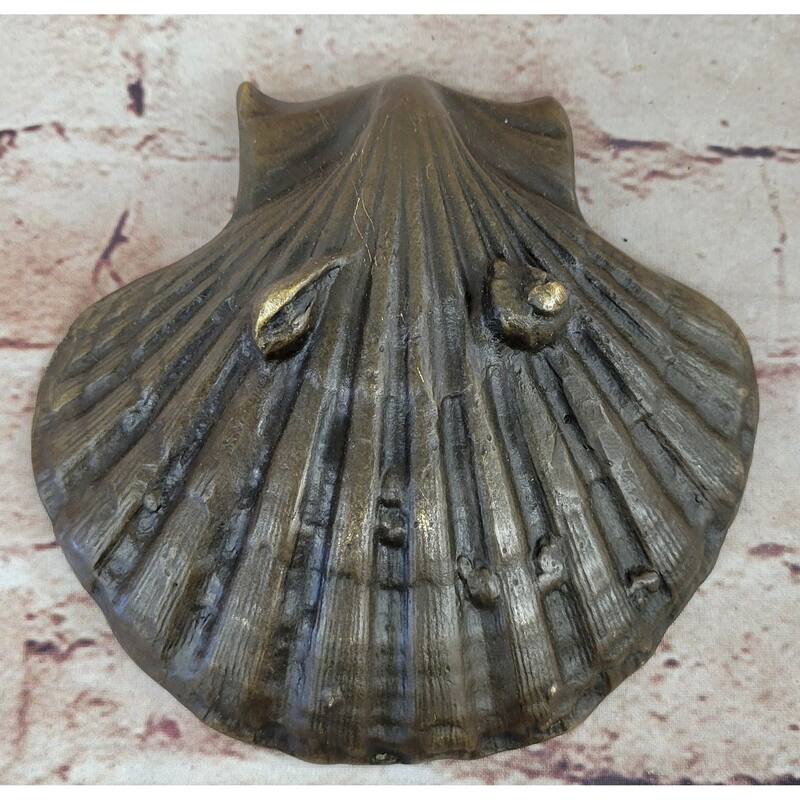 Sleeping Baby Boy In Clam Shell Hot Cast Bronze Soap Dish Ashtray Signed Art