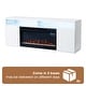 preview thumbnail 9 of 13, 68" Modern RGB LED White TV Stands Console with 36" Fireplace