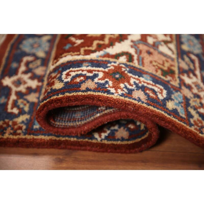 Hand Knotted Oriental 100% Wool Carpet Traditional Medallion Oranges & Rust Heriz (serapi) Area Rug - 3' 0'' X 2' 0''