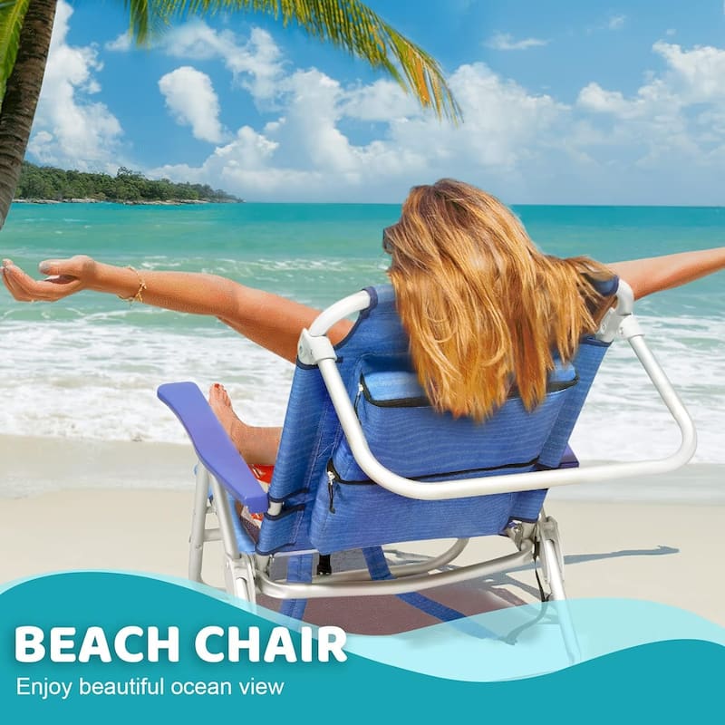 BOSSIN Backpack Beach Chairs for Adults,Adjustable high Beach Lounge Chairs with Towel Rack for Outdoor,Travel