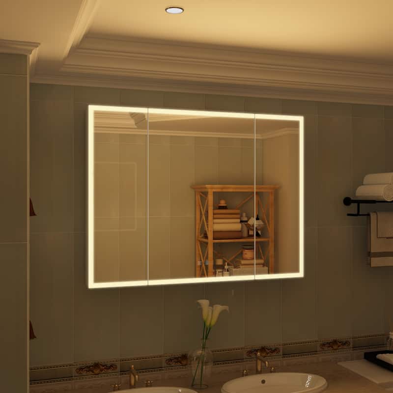 Smart Touch LED Mirror Cabinet - Fogless Vanity with Ambient Lighting - 45.9"