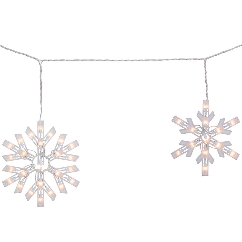 Snowflake Christmas Lights - White - 8.5' White Wire - 5ct
