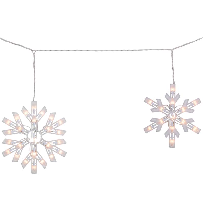 150ct White Snowflake Icicle Christmas Lights 8.5 ft White Wire - 8.5'