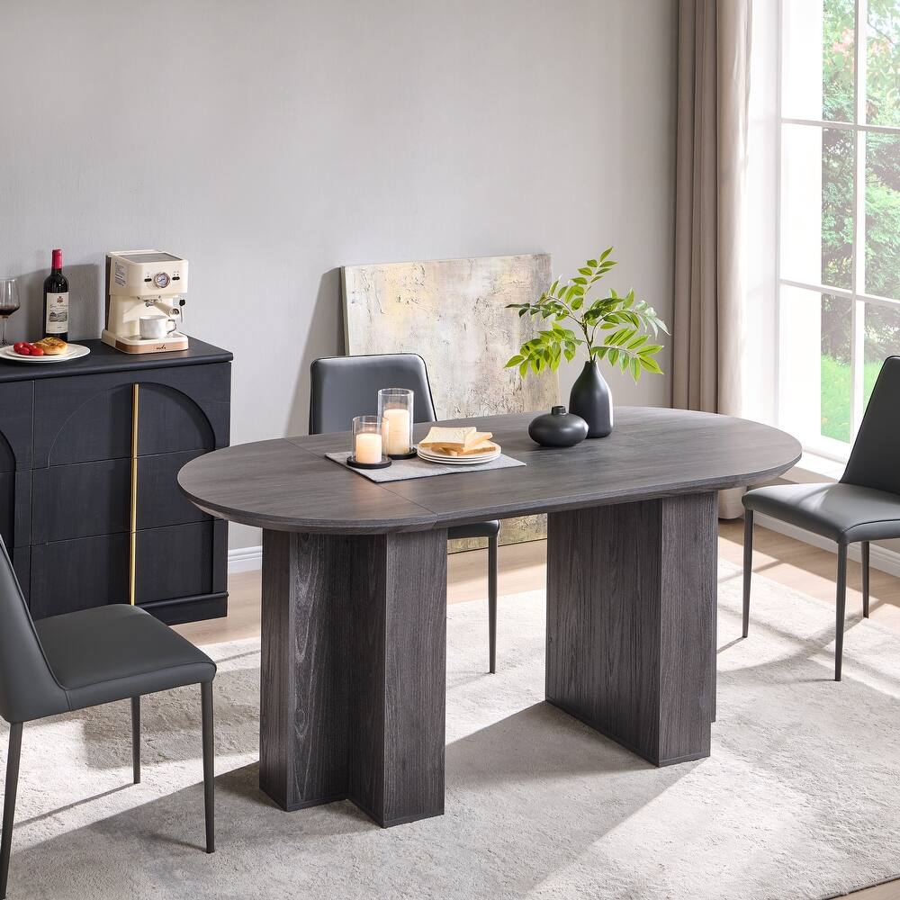 Modern 63" Oval Dining Table, Kitchen Table with Sturdy T-Shaped Base