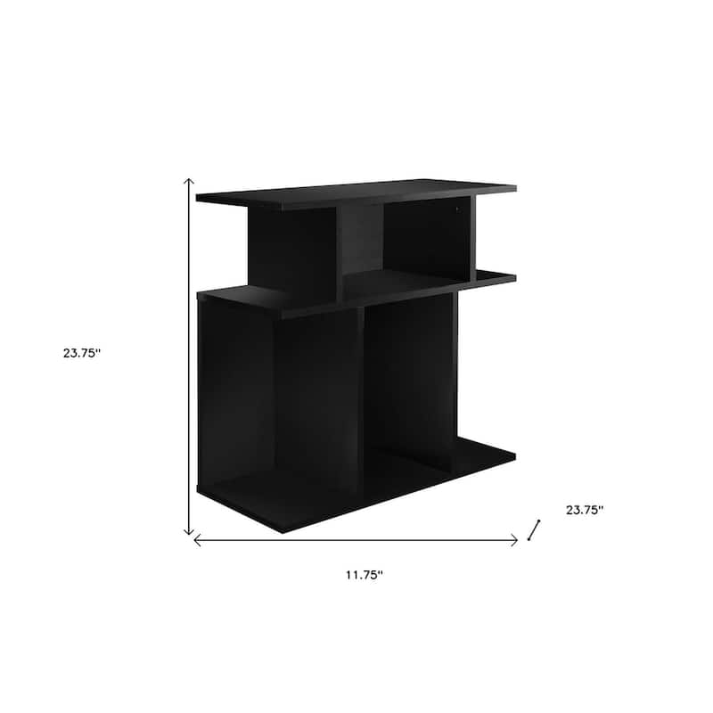 HomeRoots 24" Black Wood End Table With Six Open Shelves - 11.75