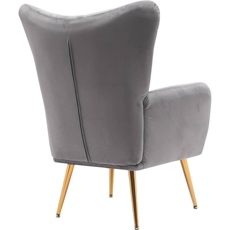 Modern Chic Mid-Century Velvet Accent Armchair Button-Tufted Wingback Design with Gold Flared Legs